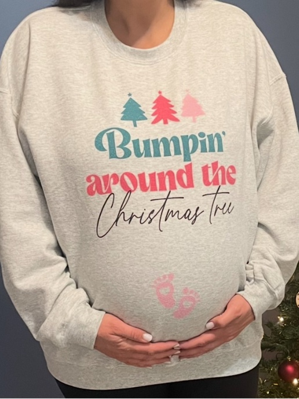 Christmas “Bumpin Around the Christmas Tree” Maternity Sweatshirt